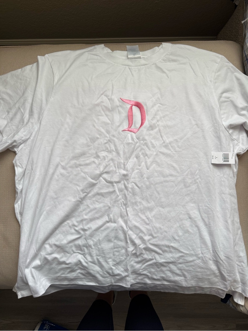 Disney Women’s T-Shirt with Pink 'D' Embroidery, Graphic on Back, size XL NWT